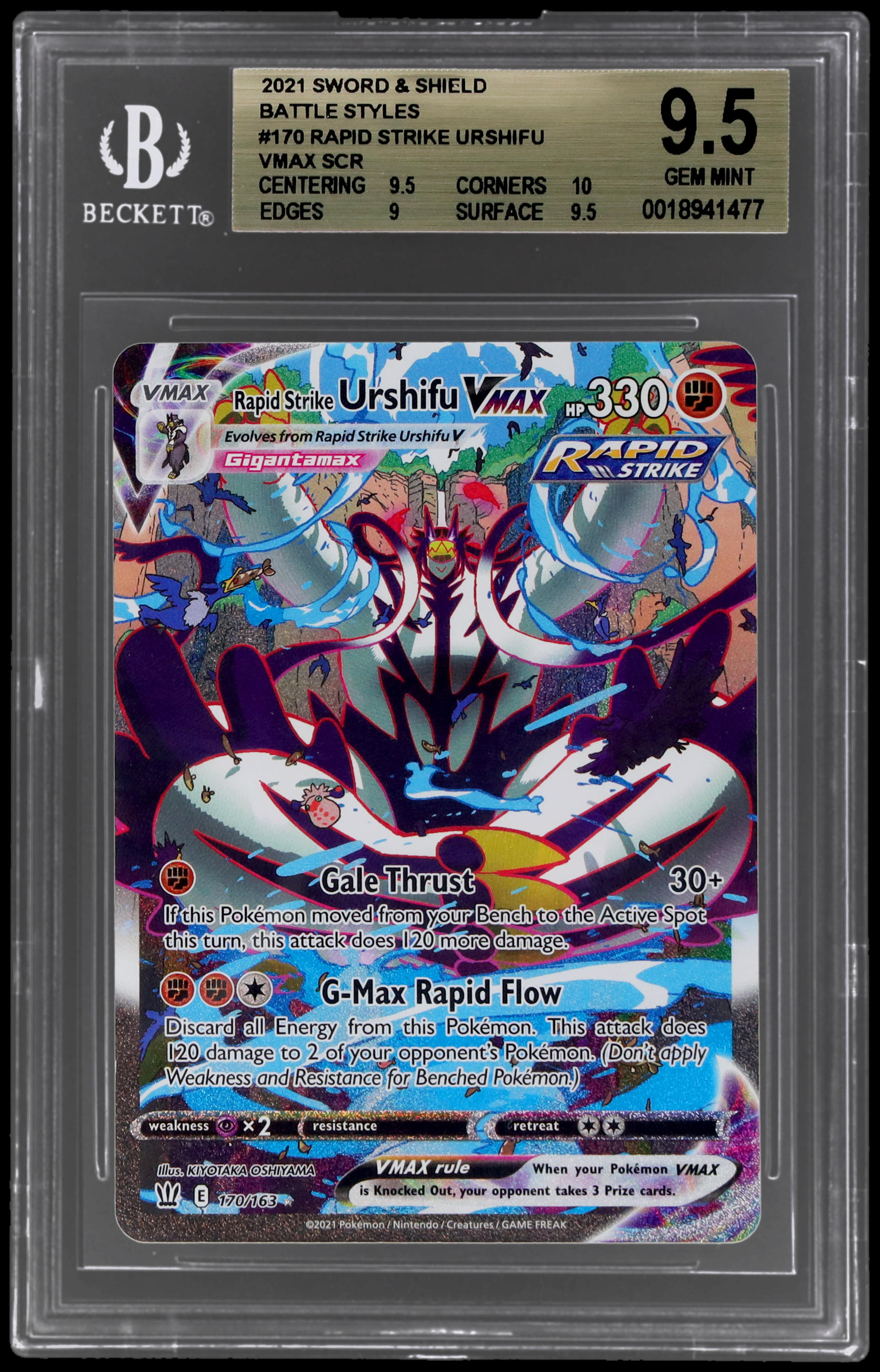 2021 Pokemon Sword And Shield Battle Styles Rapid Strike Urshifu Vmax BGS 9.5