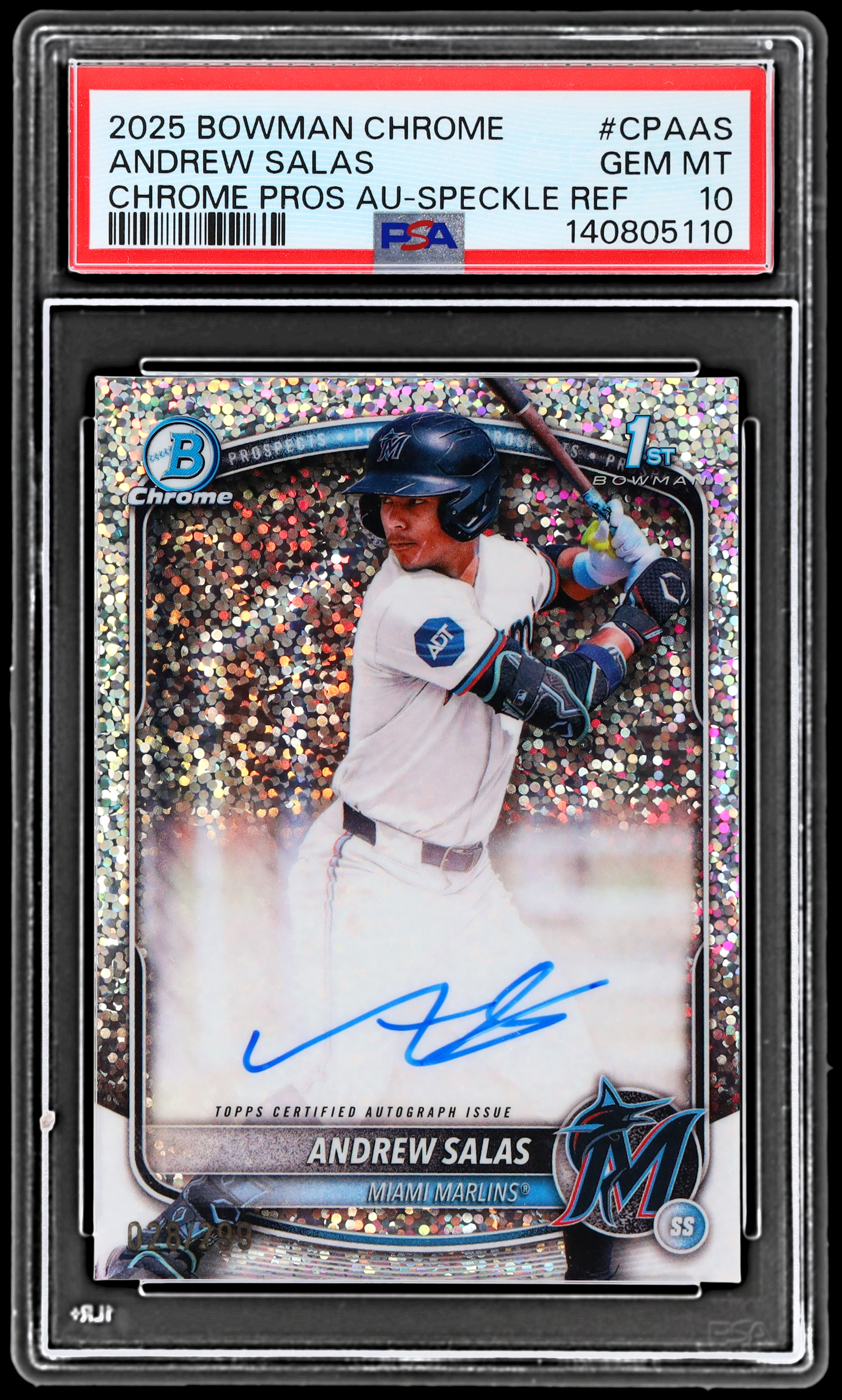 2025 Bowman Chrome Andrew Salas PSA 10 Prospect Autographs Speckle Refractors