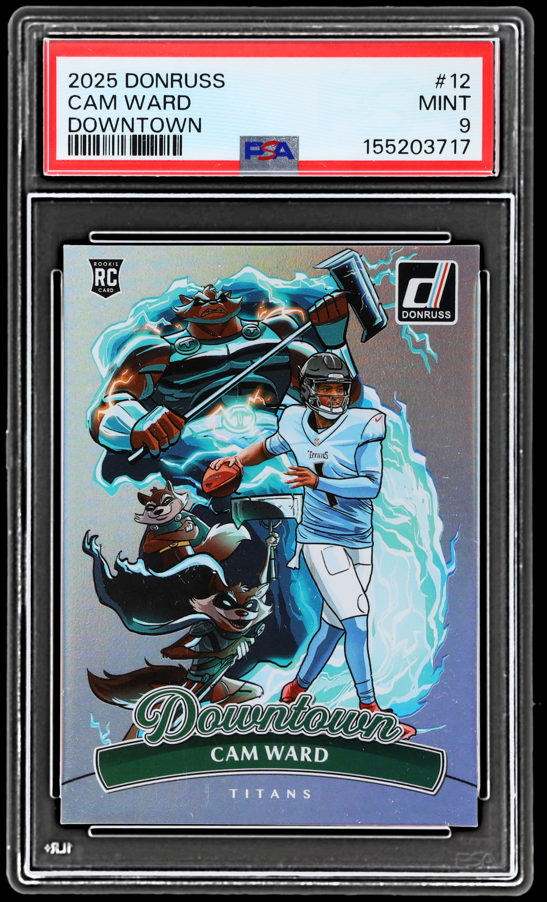 2025 Panini Donruss Cam Ward #12 PSA 9 RC Downtown Football Mint Titans