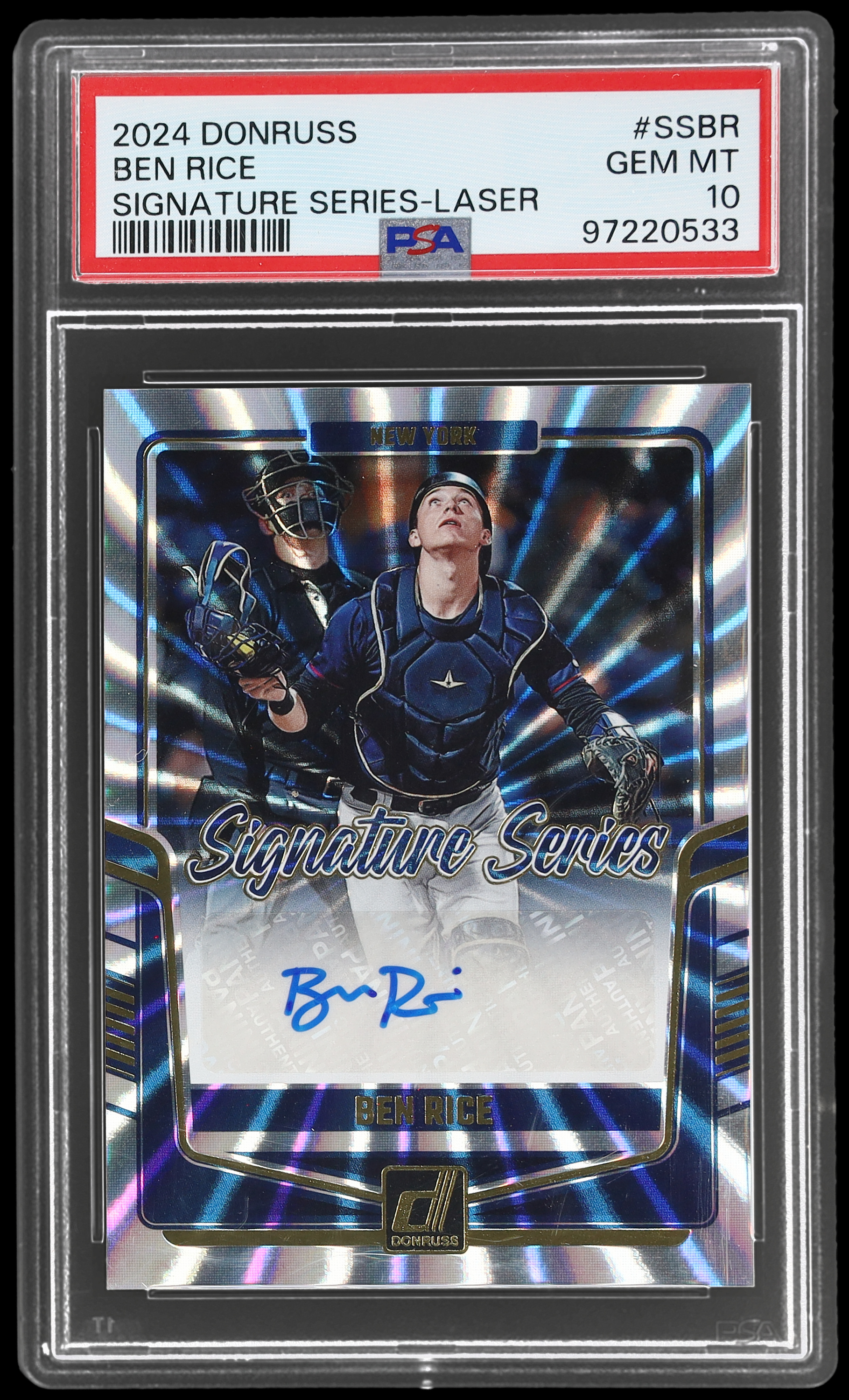 2024 Panini Donruss Ben Rice #SS-BR PSA 10 Signature Series Laser Baseball AUTO