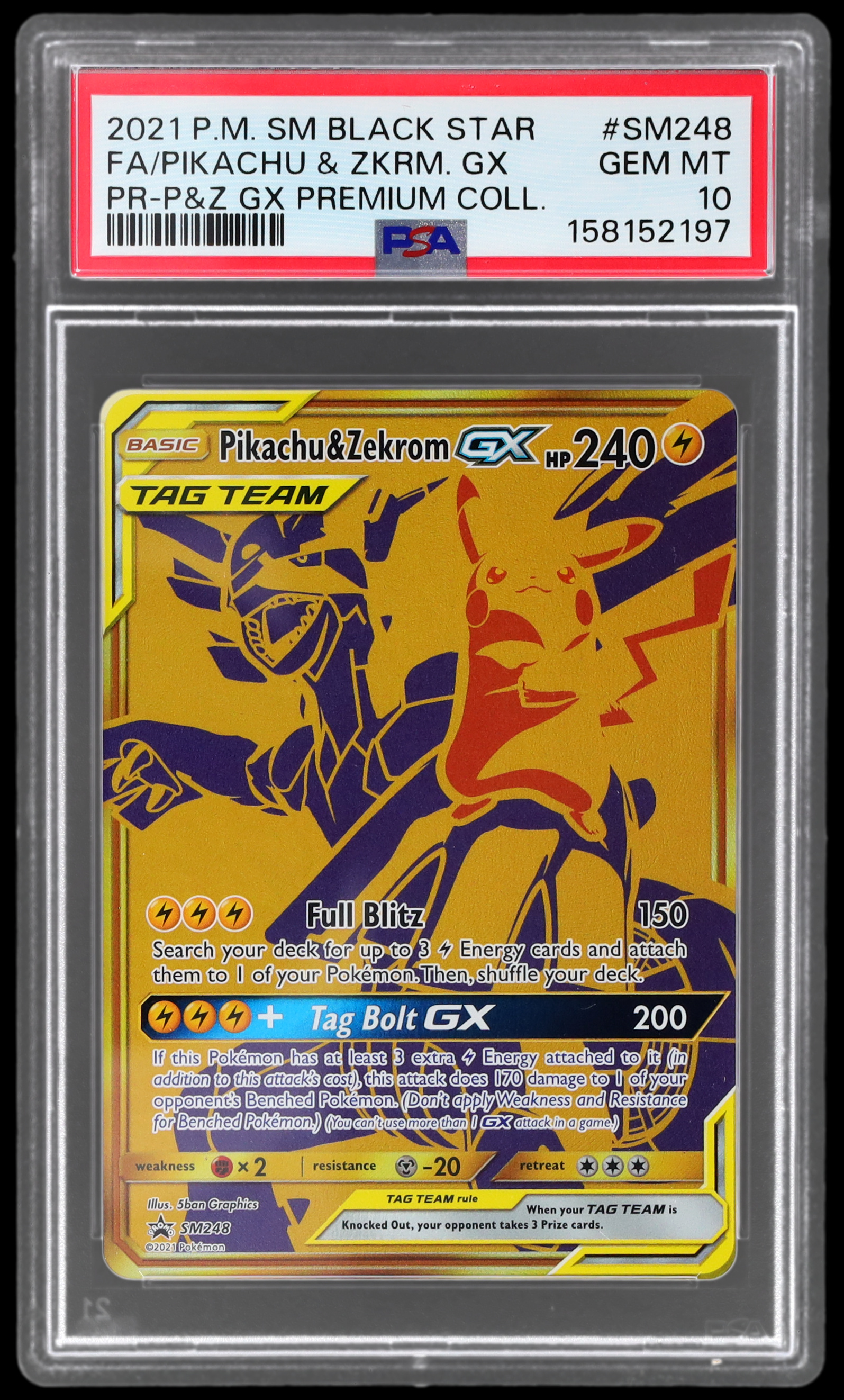 2021 Pokemon Sun And Moon Black Star Promo Pikachu/Zekrom GX PSA 10 Premium Sm