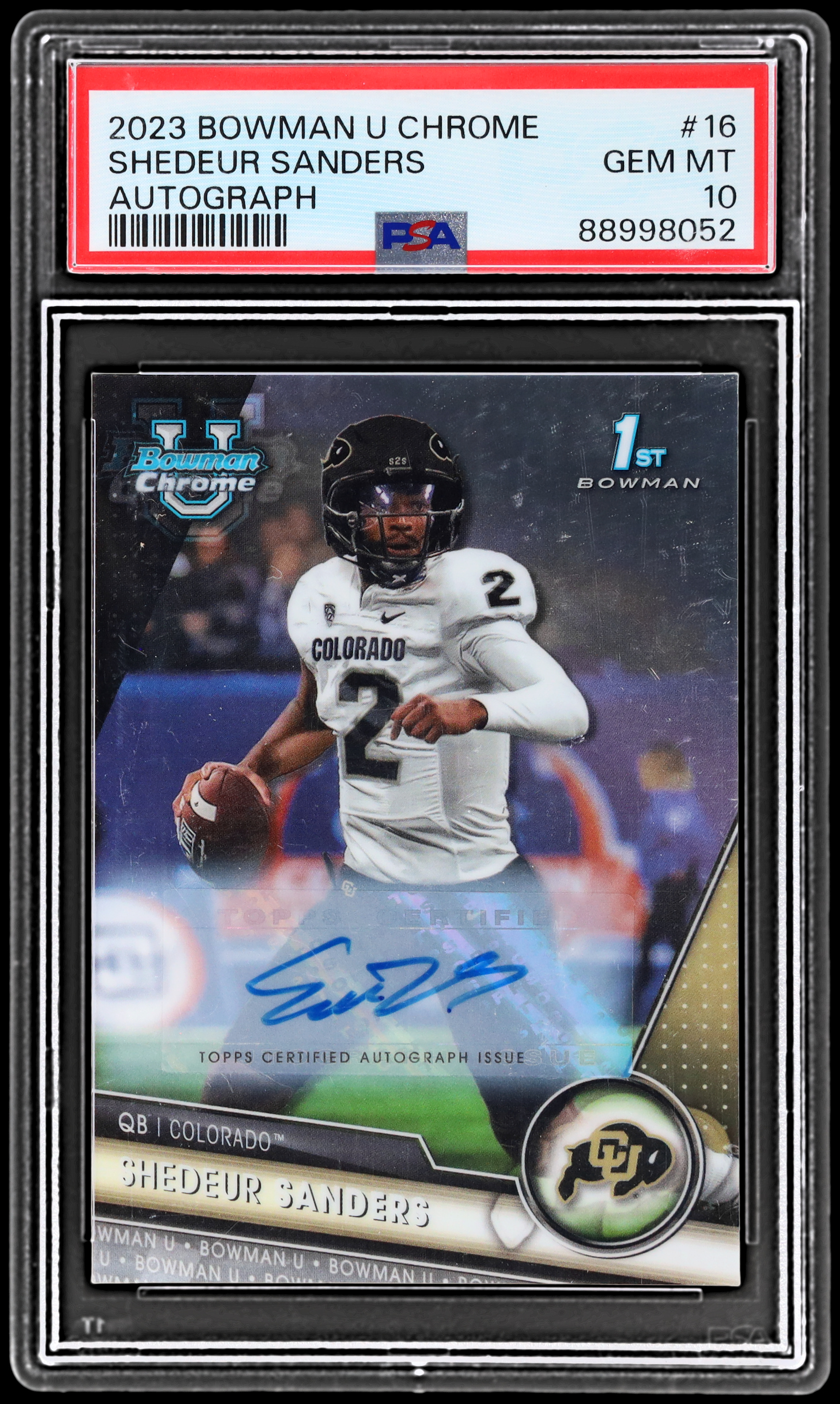 2023 Bowman University Chrome Shedeur Sanders #16 PSA 10 Autograph Football AUTO