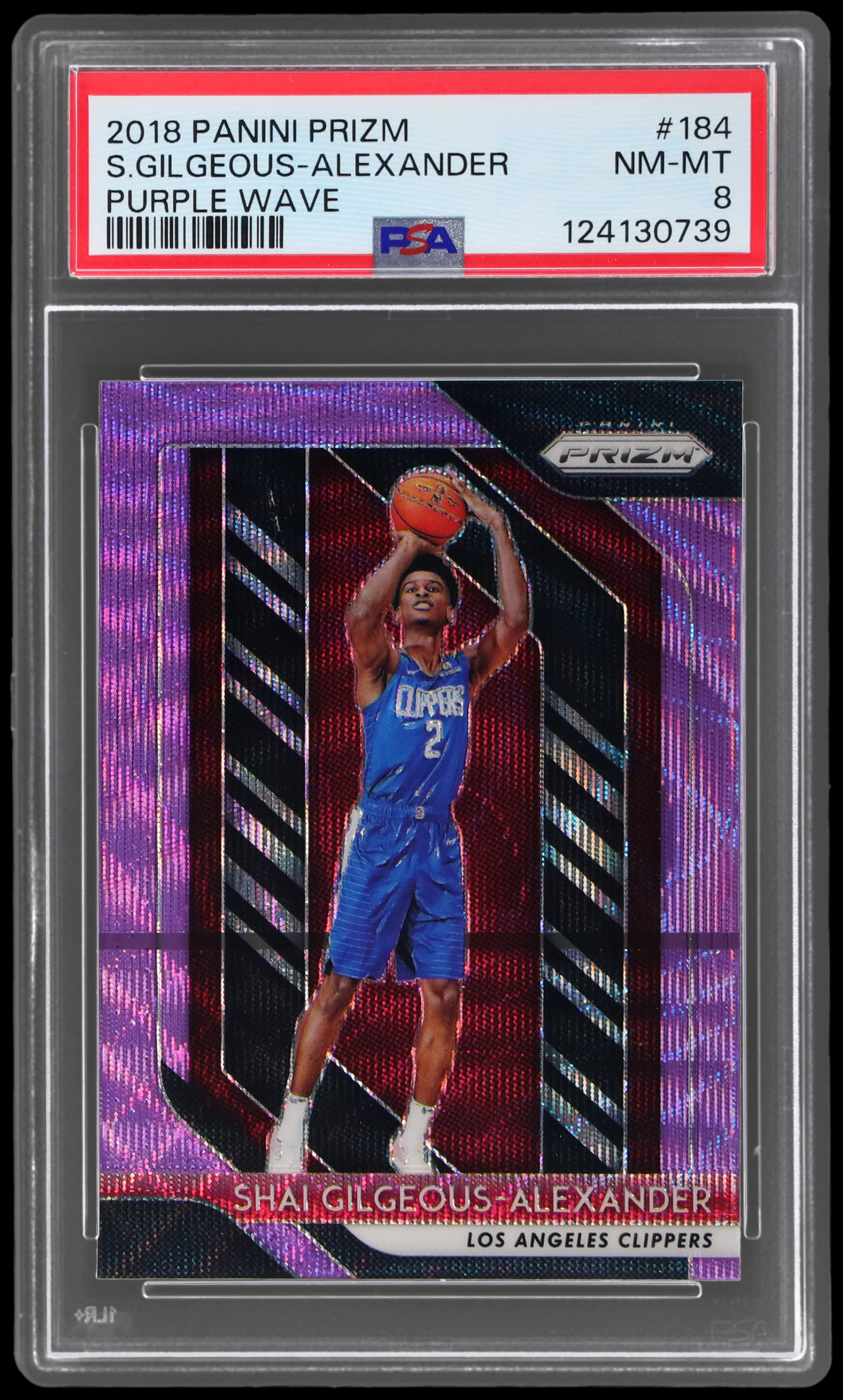 2018-19 Panini Prizm Shai Gilgeous-alexander #184 PSA 8 RC Purple Wave Prizm