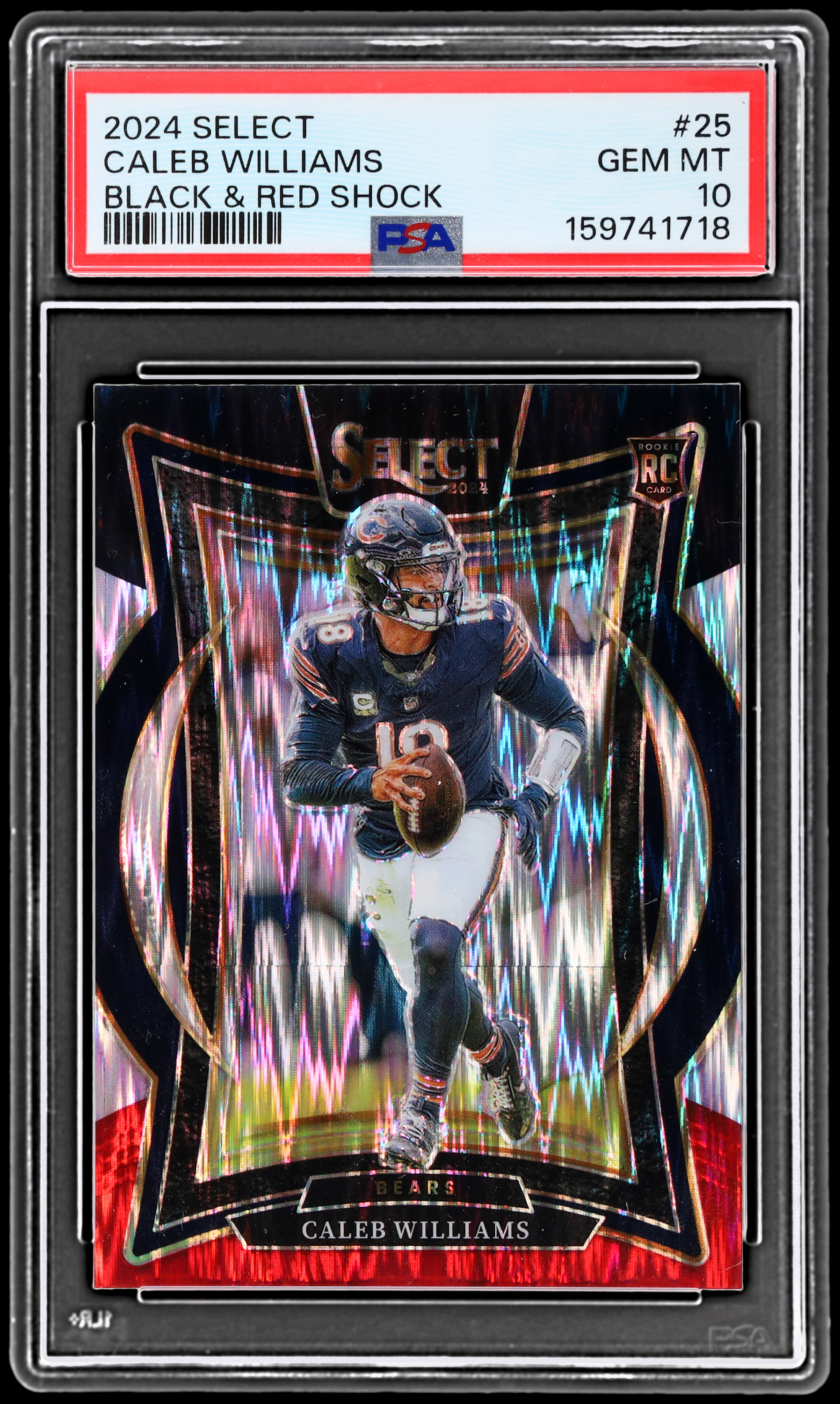 2024 Panini Select Caleb Williams #25 PSA 10 RC Concourse Black And Red Shock