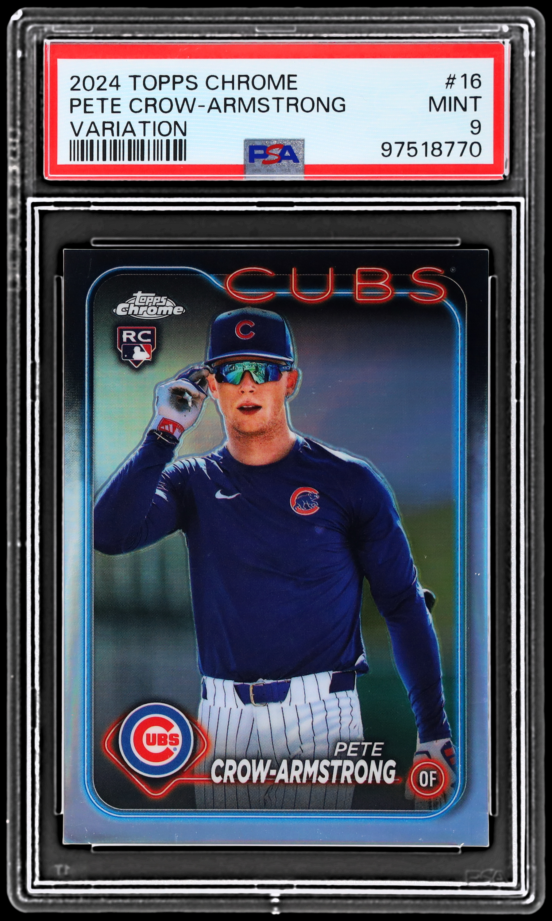 2024 Topps Chrome Pete Crow-armstrong #16 PSA 9 RC With Shades Variation Mint
