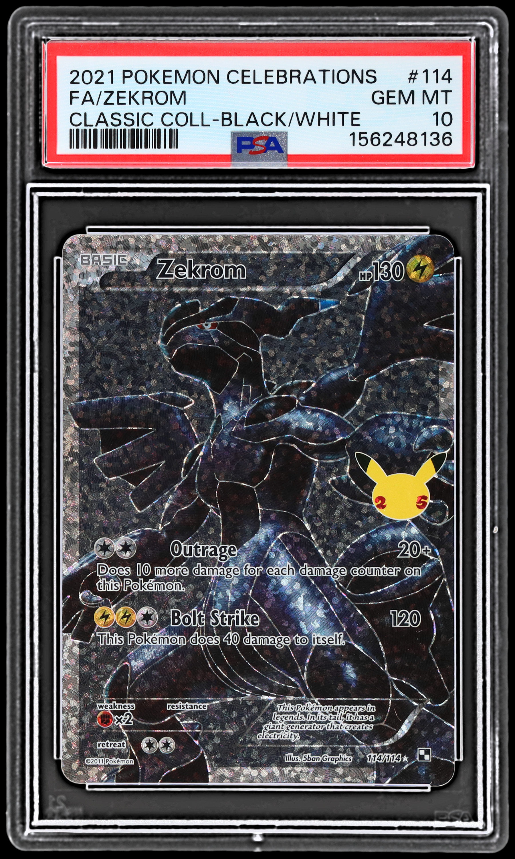 2021 Pokemon Black And White Celebrations Classic Collection Zekrom #114 PSA 10