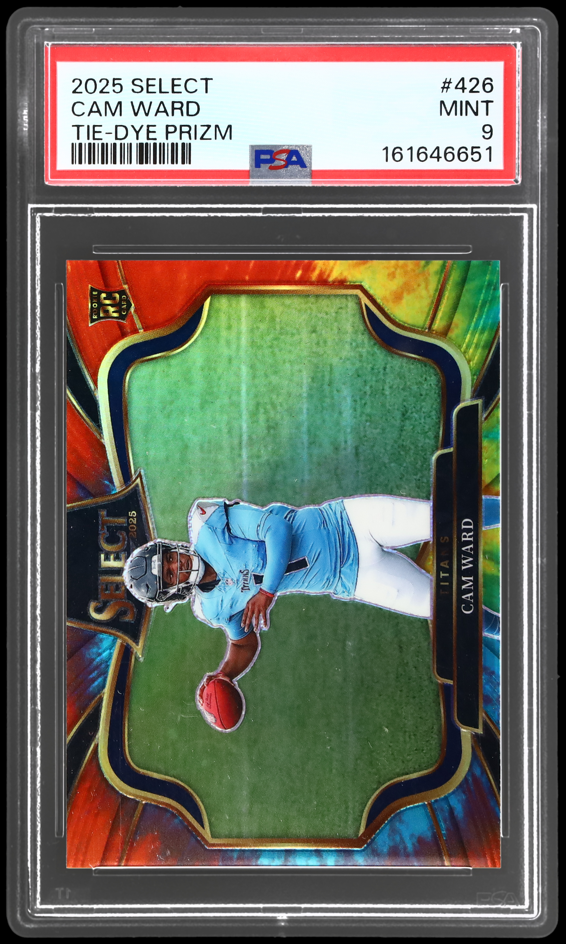 2025 Panini Select Cam Ward #426 PSA 9 RC Field Level Tie Dye Prizm 4/25 Mint