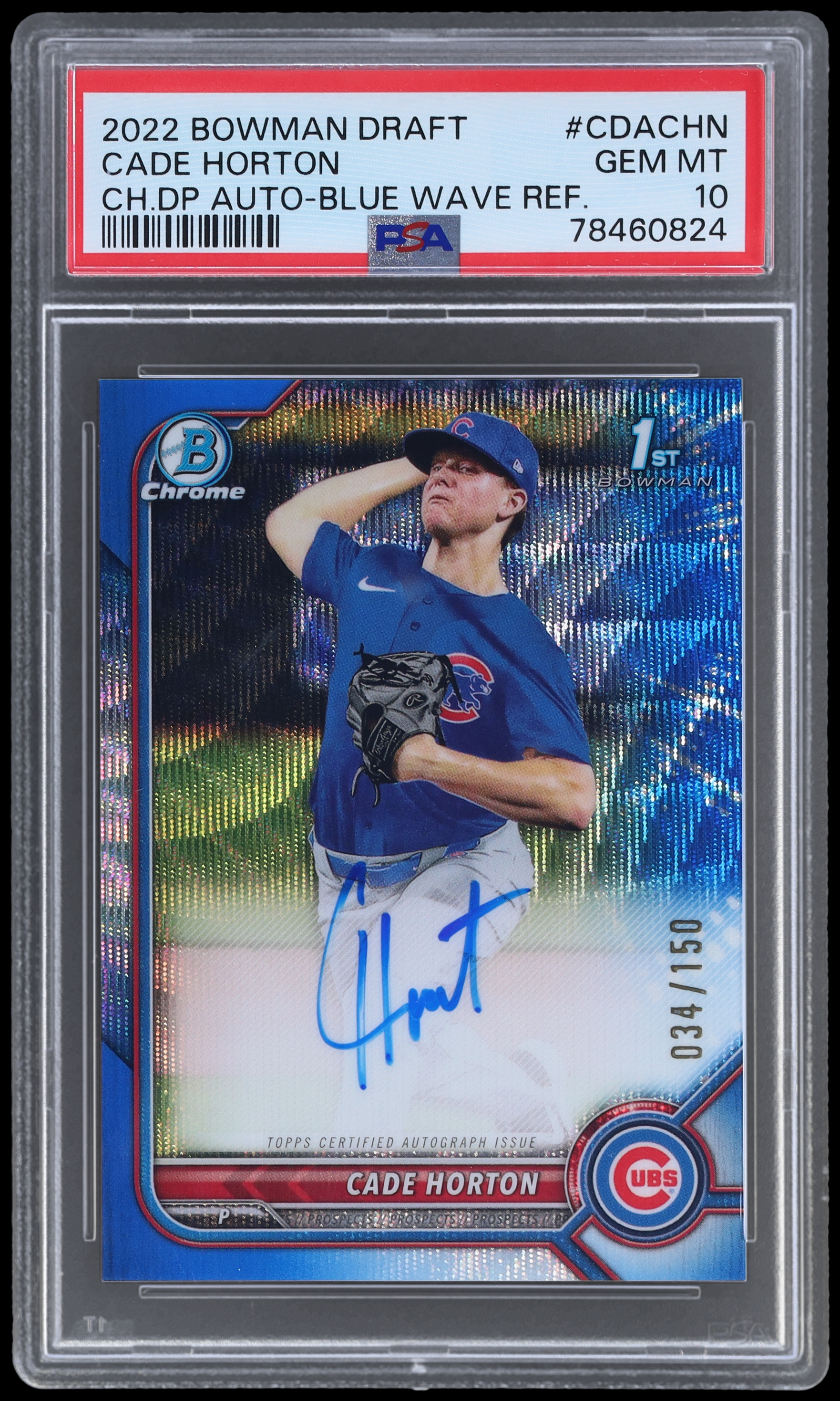 2022 Bowman Draft Cade Horton #CDA-CHN PSA 10 34/150 Baseball Gem Mint AUTO
