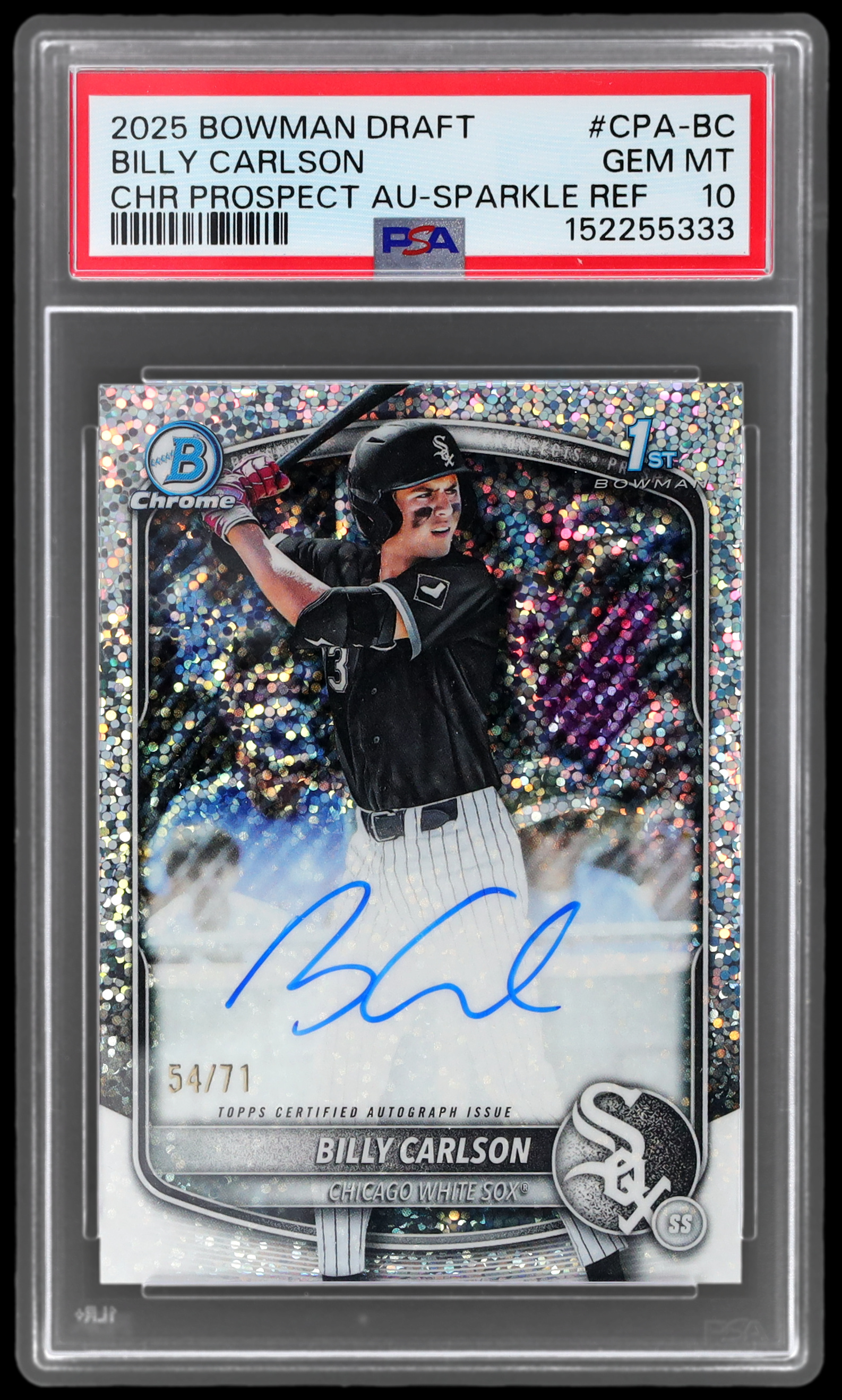 2025 Bowman Chrome Draft Billy Carlson PSA 10 Autographs Sparkle Refractors AUTO
