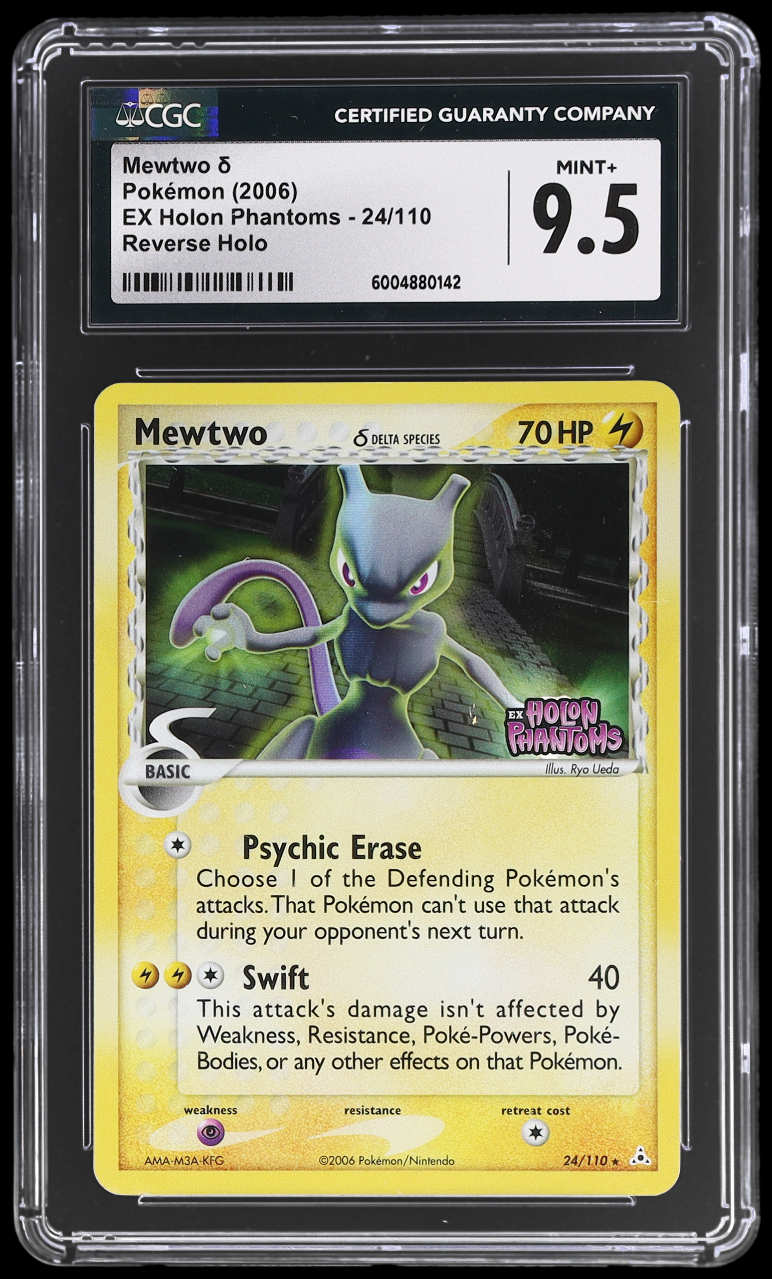 2006 Pokemon EX Holon Phantoms Mewtwo #24 CGC 9.5 Reverse Holo Mint+