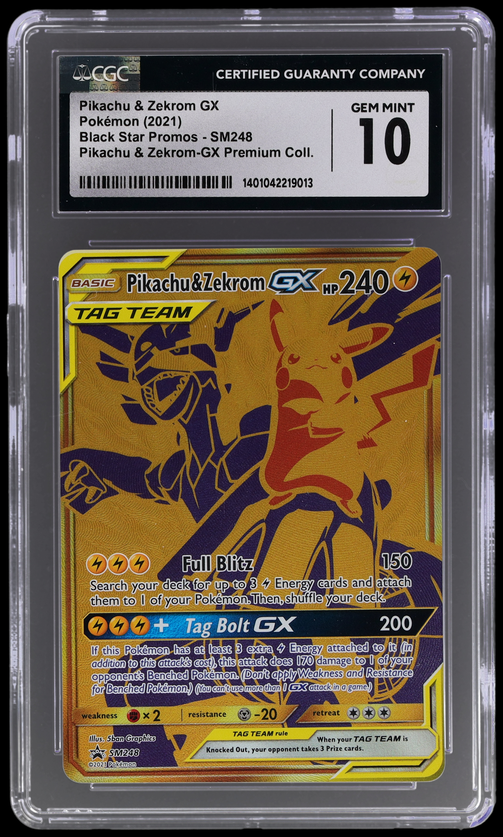 2021 Pikachu/Zekrom GX #SM248 CGC 10 Gem Mint Zekrom Sm Pikachu