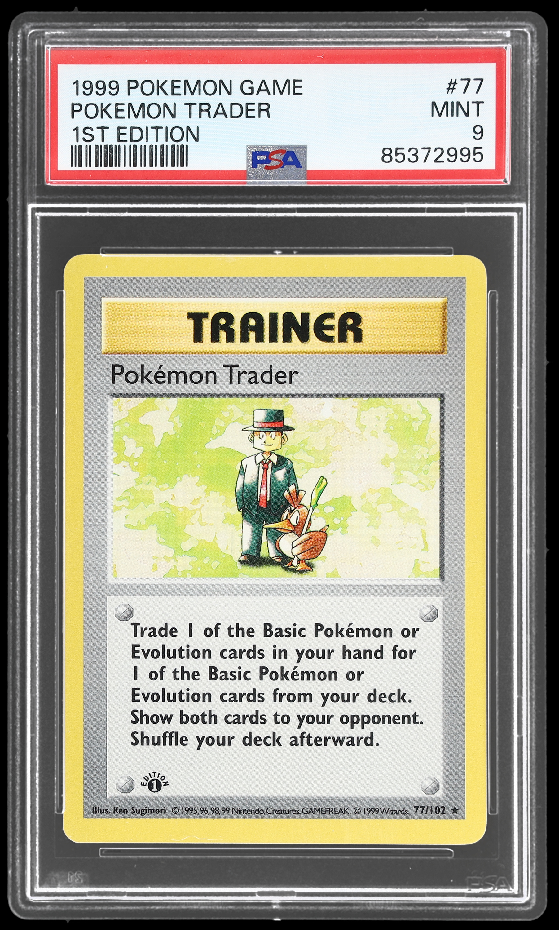 1999 Pokemon Game Pokemon Trader #77 PSA 9 1st Edition Mint Base