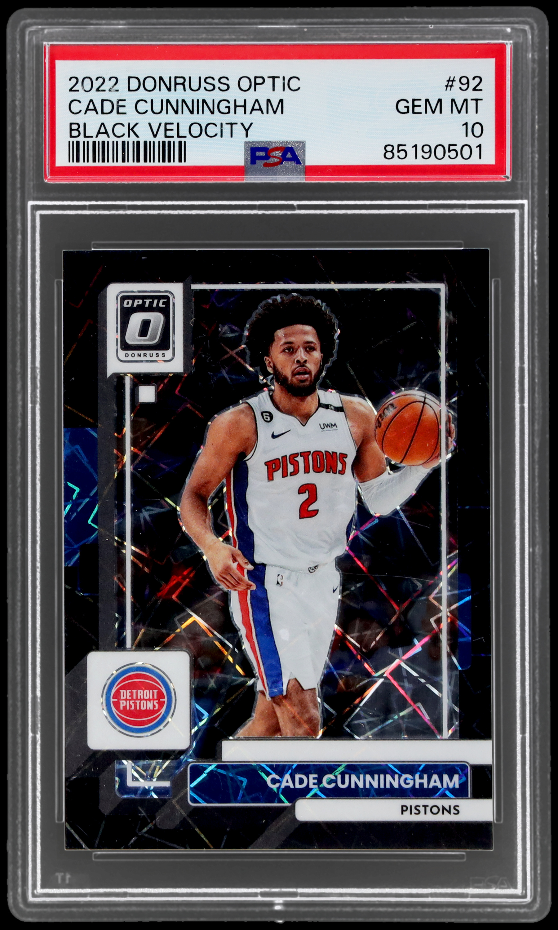 2022-23 Donruss Optic Cade Cunningham #92 PSA 10 Black Velocity 18/39 Basketball