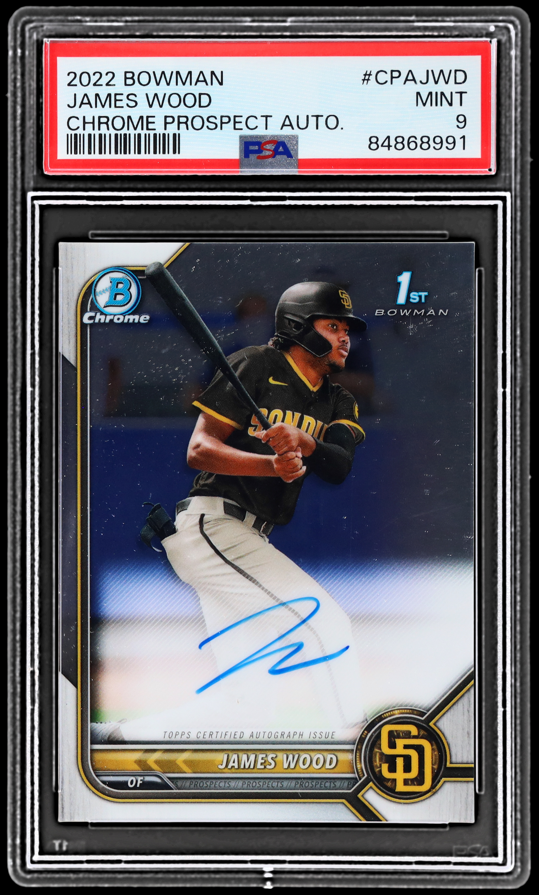 2022 Bowman Chrome James Wood #CPAJWD PSA 9 Prospect Autograph Baseball Mint 1st