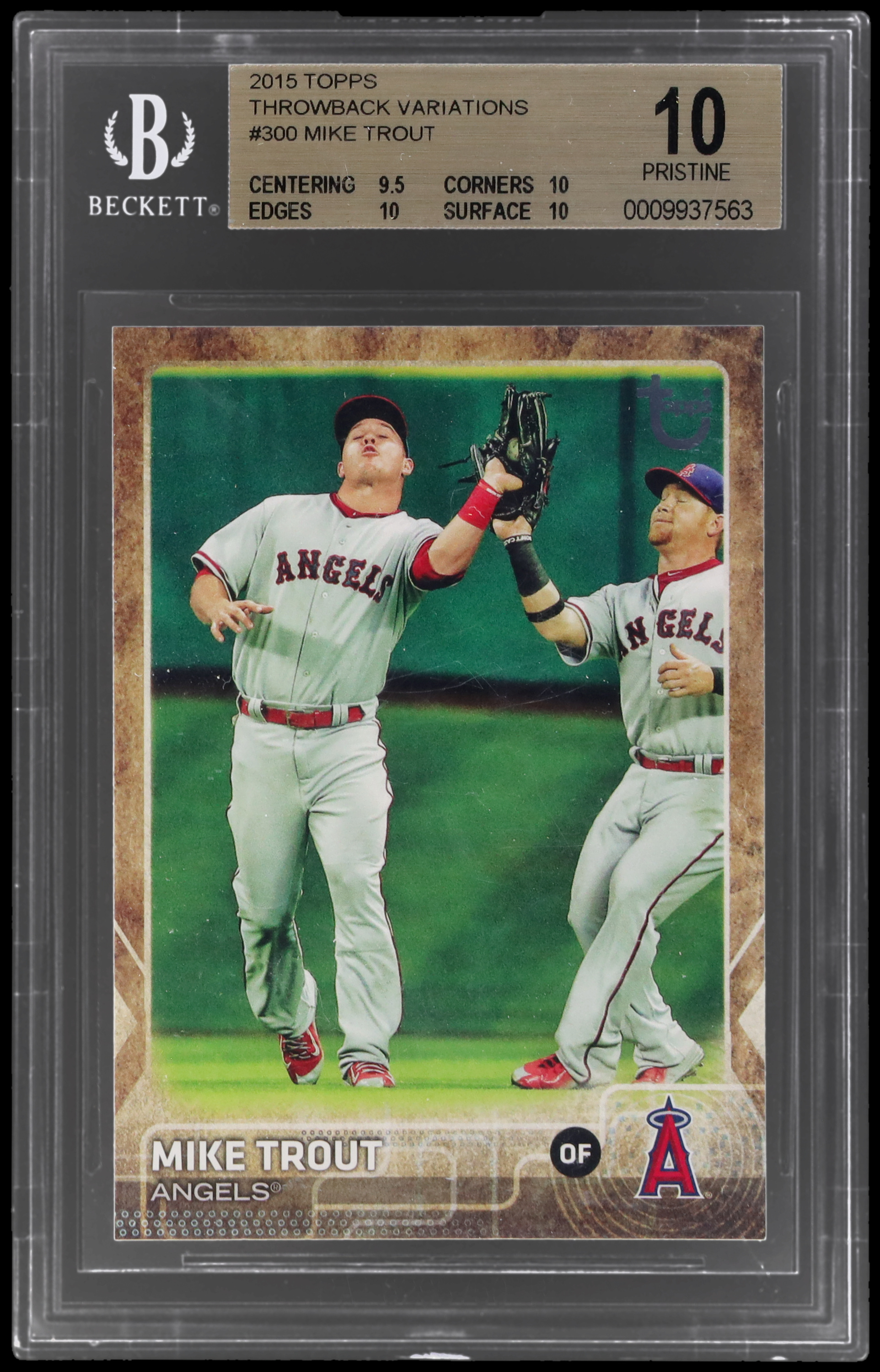 2015 Topps Mike Trout #300 BGS 10 Throwback Variation Baseball Pristine Update