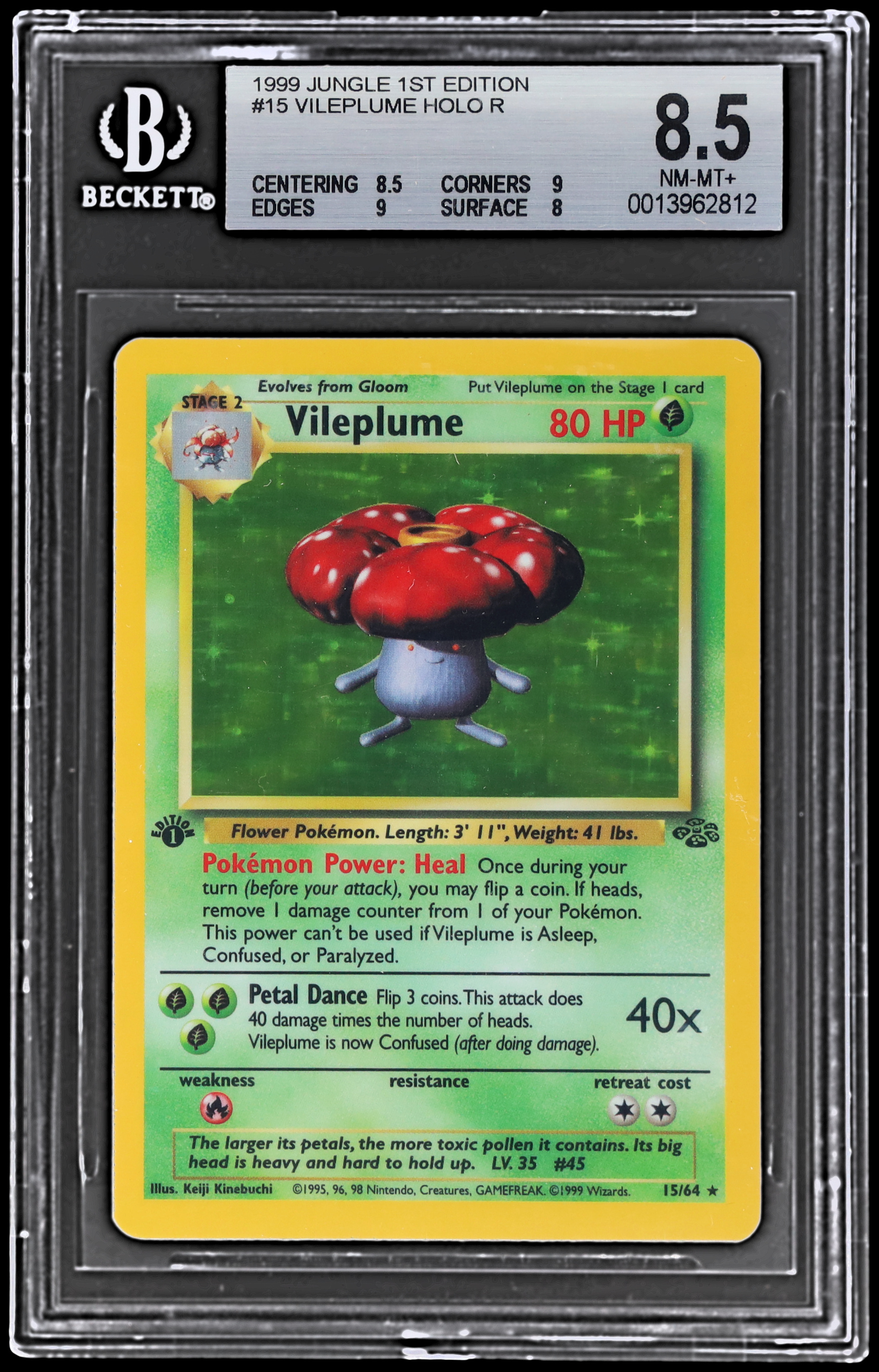 1999 Pokemon Jungle Vileplume #15 BGS 8.5 1st Edition Holo NM-MT+