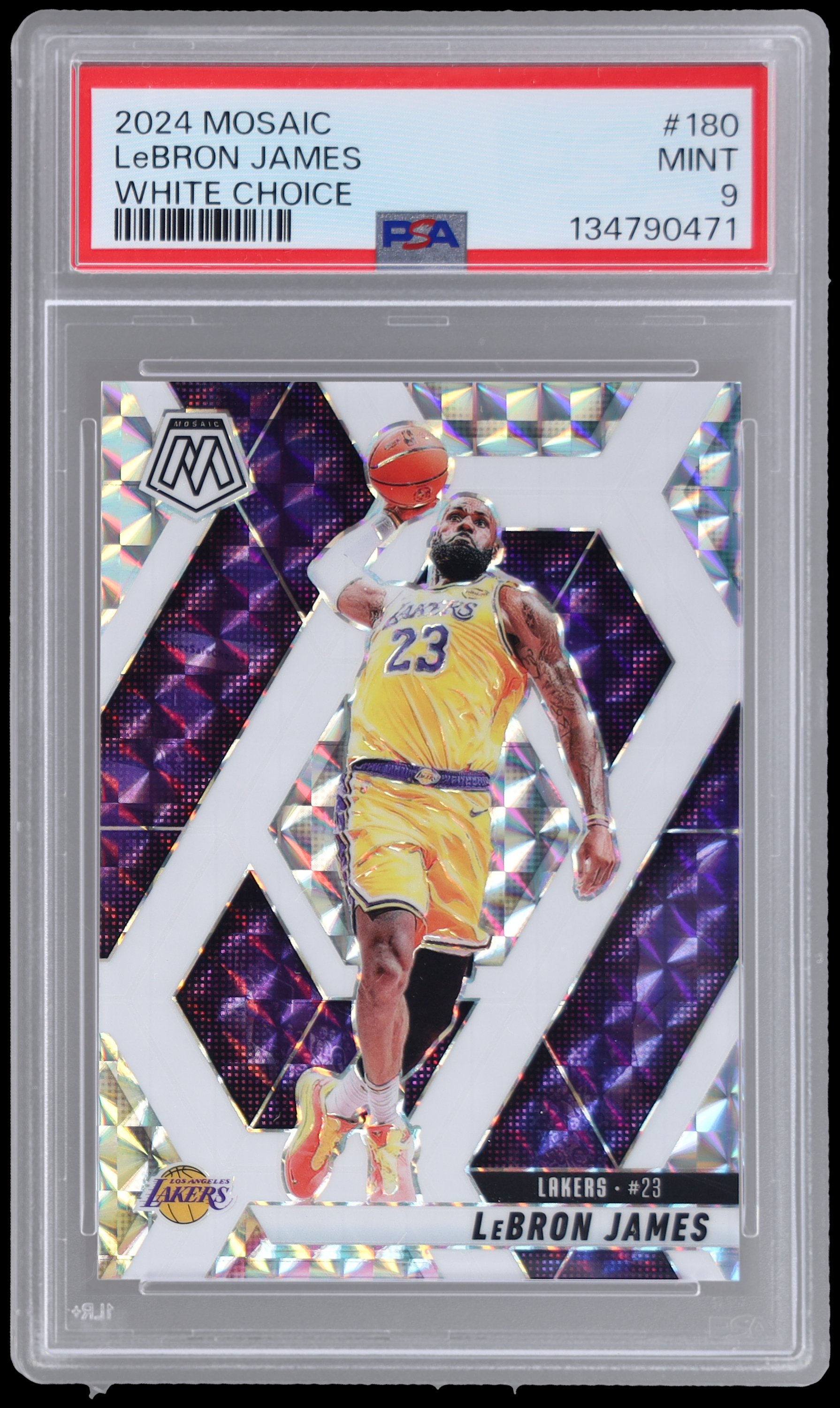 2024-25 Panini Mosaic Lebron James #180 PSA 9 Choice White 14/35 Basketball Mint