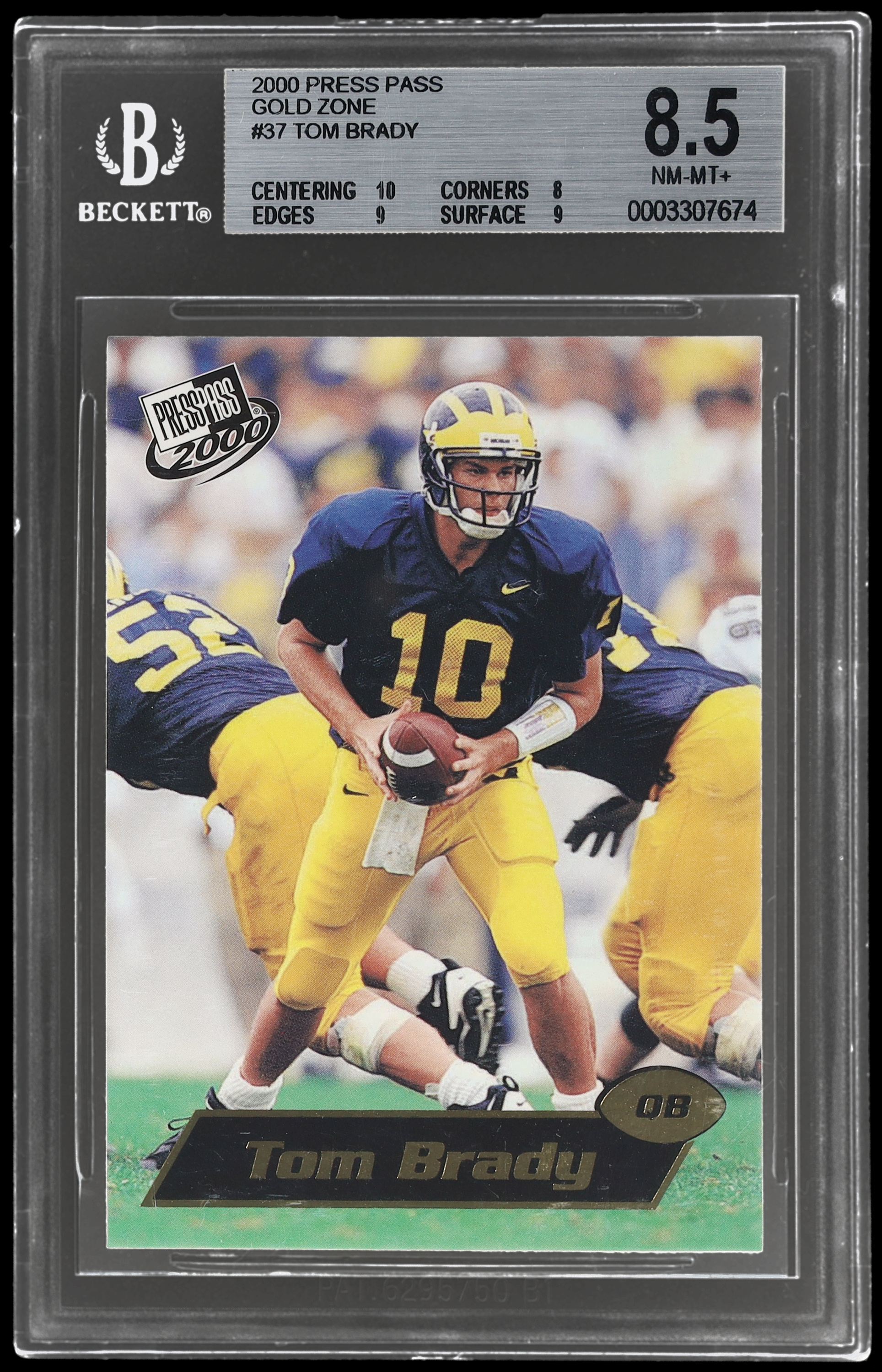 2000 Press Pass Tom Brady #37 BGS 8.5 RC Gold Zone Football NM-MT+