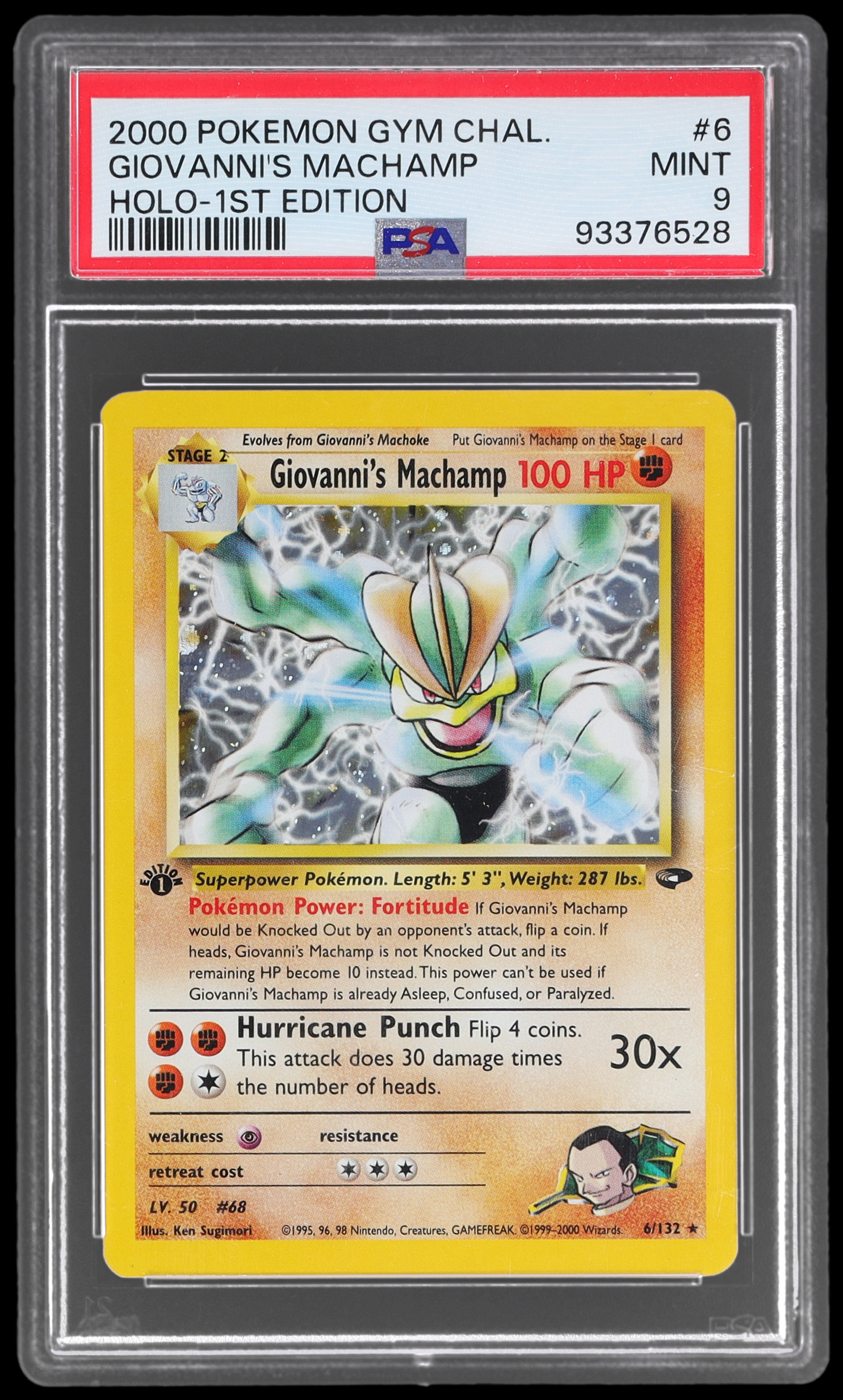 2000 Pokemon Gym Challenge Giovanni's Machamp #6 PSA 9 1st Edition Holo Mint