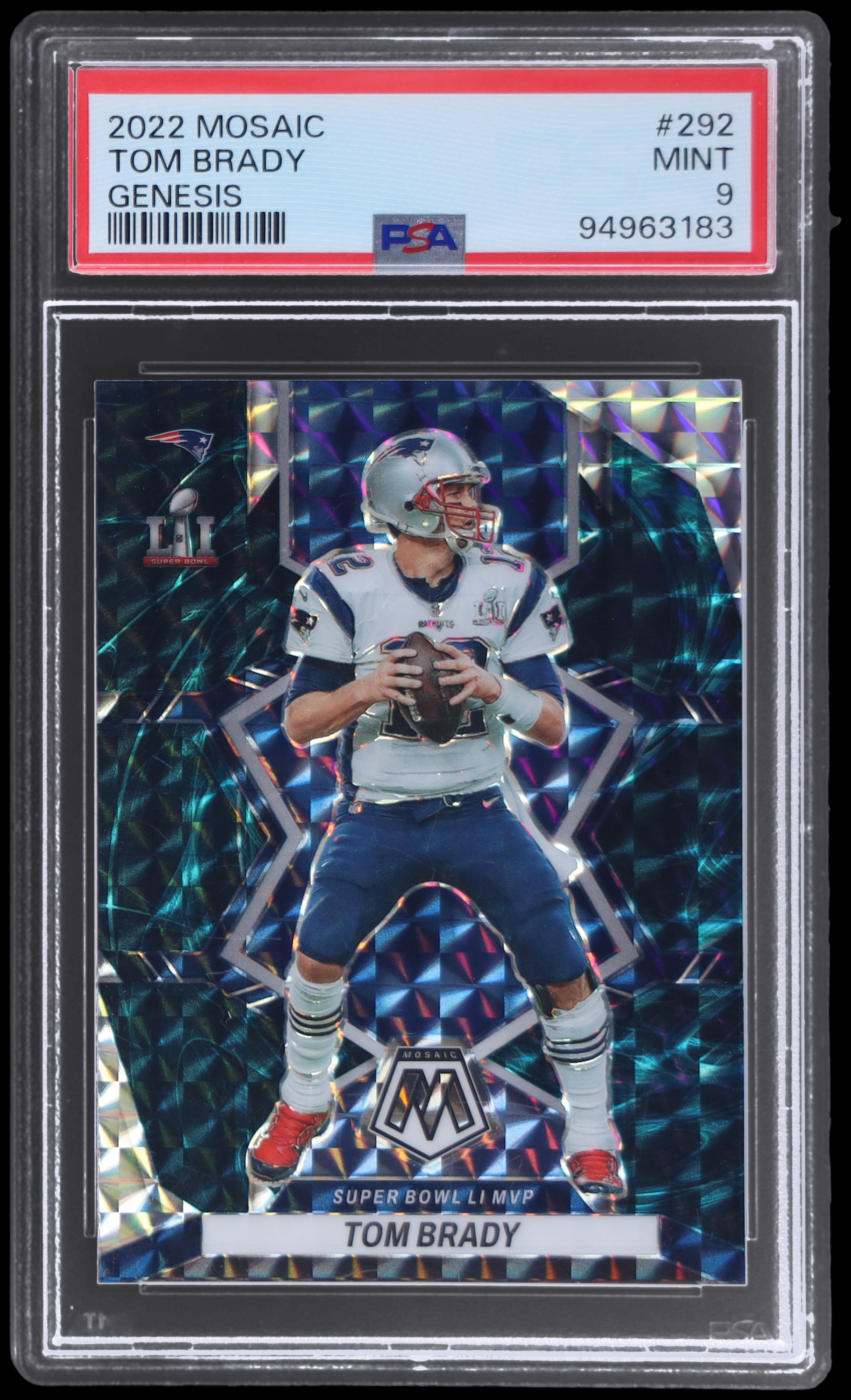 2022 Panini Mosaic Tom Brady #292 PSA 9 Genesis Football Mint