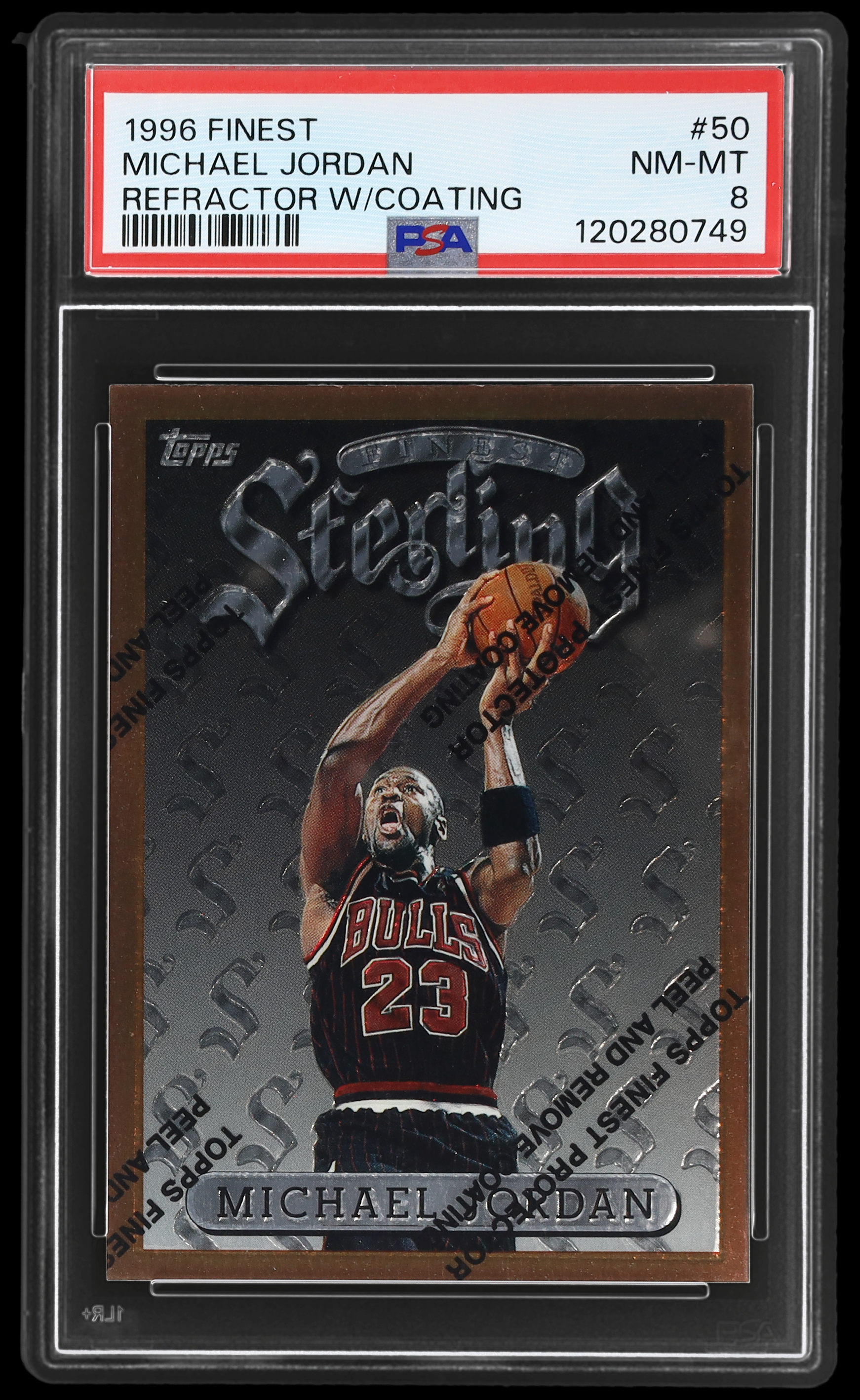 1996-97 Finest Michael Jordan #50 PSA 8 Refractor With Coating Basketball NM-MT