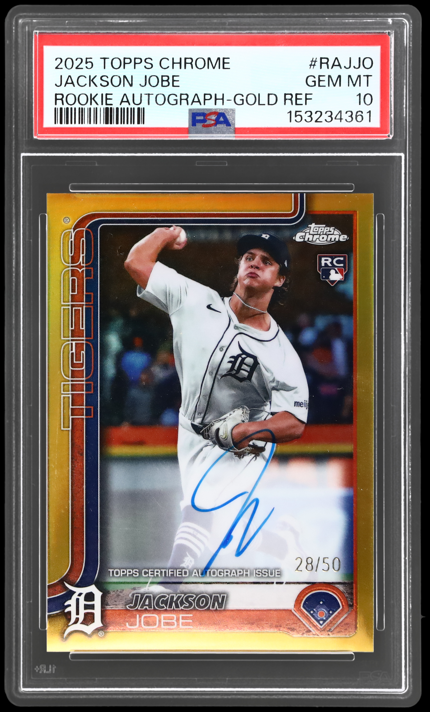 2025 Topps Chrome Jackson Jobe #RAJJO PSA 10 Rookie Autograph Gold Refractor