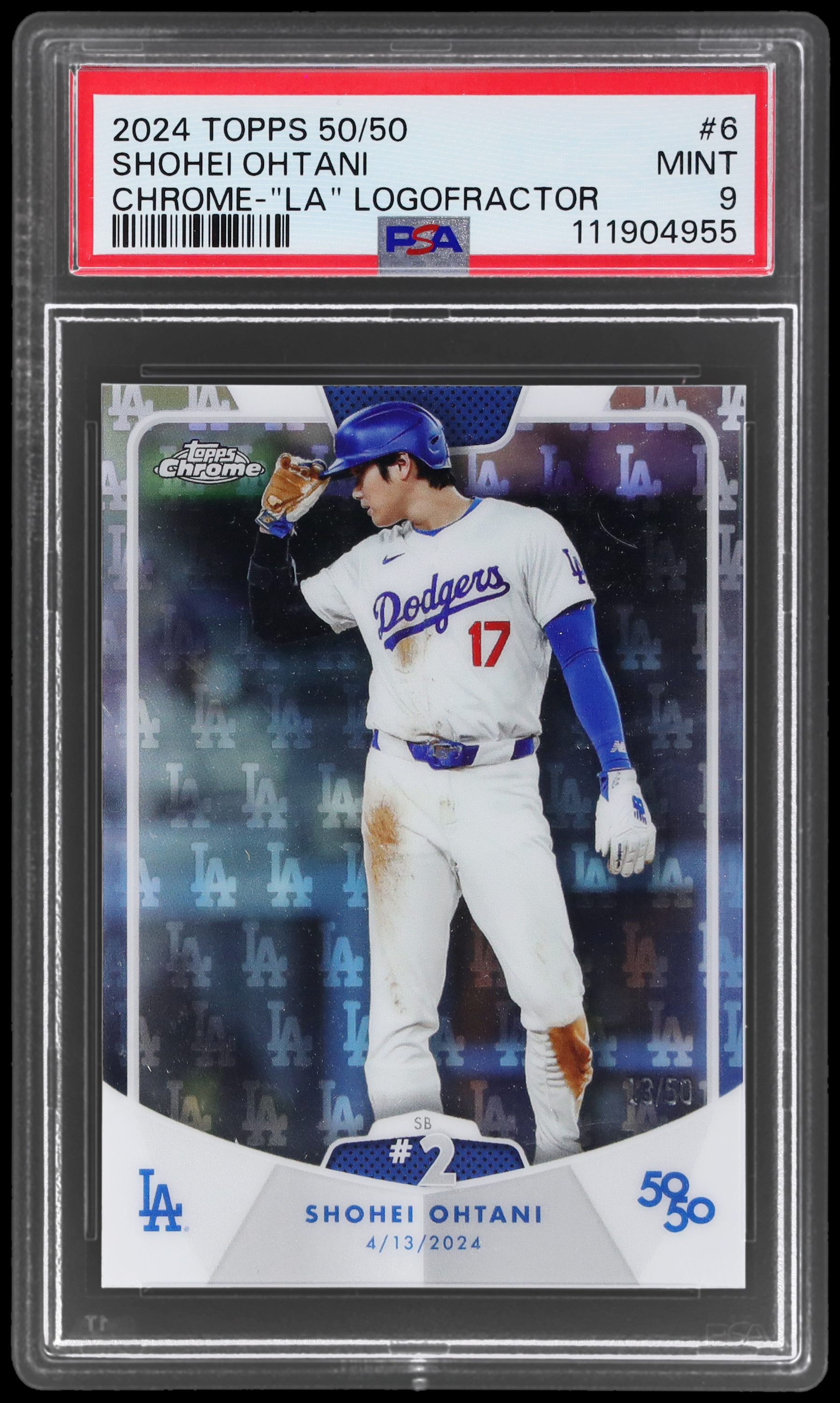 2024 Topps Chrome 50/50 Shohei Ohtani #6 PSA 9 La Logofractor Refractor 13/50
