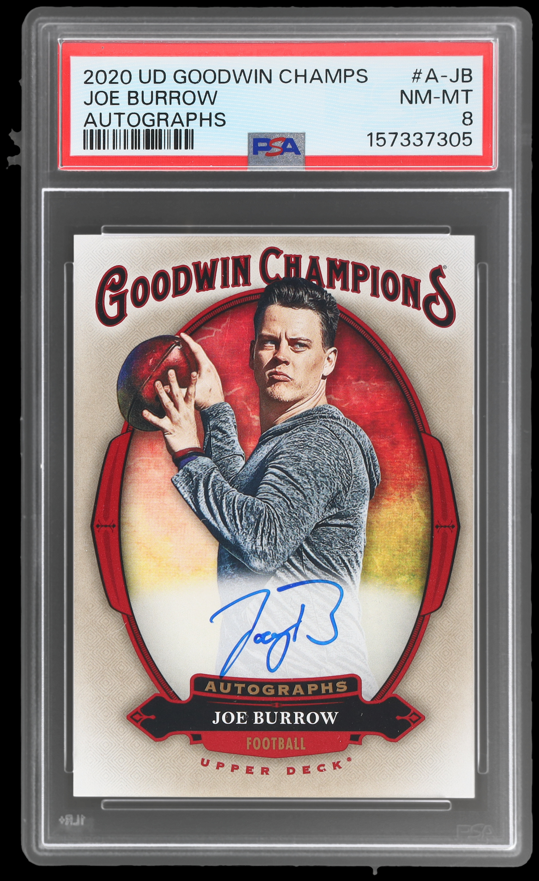 2020 Upper Deck Goodwin Champions Joe Burrow #A-JB PSA 8 RC Autograph Football