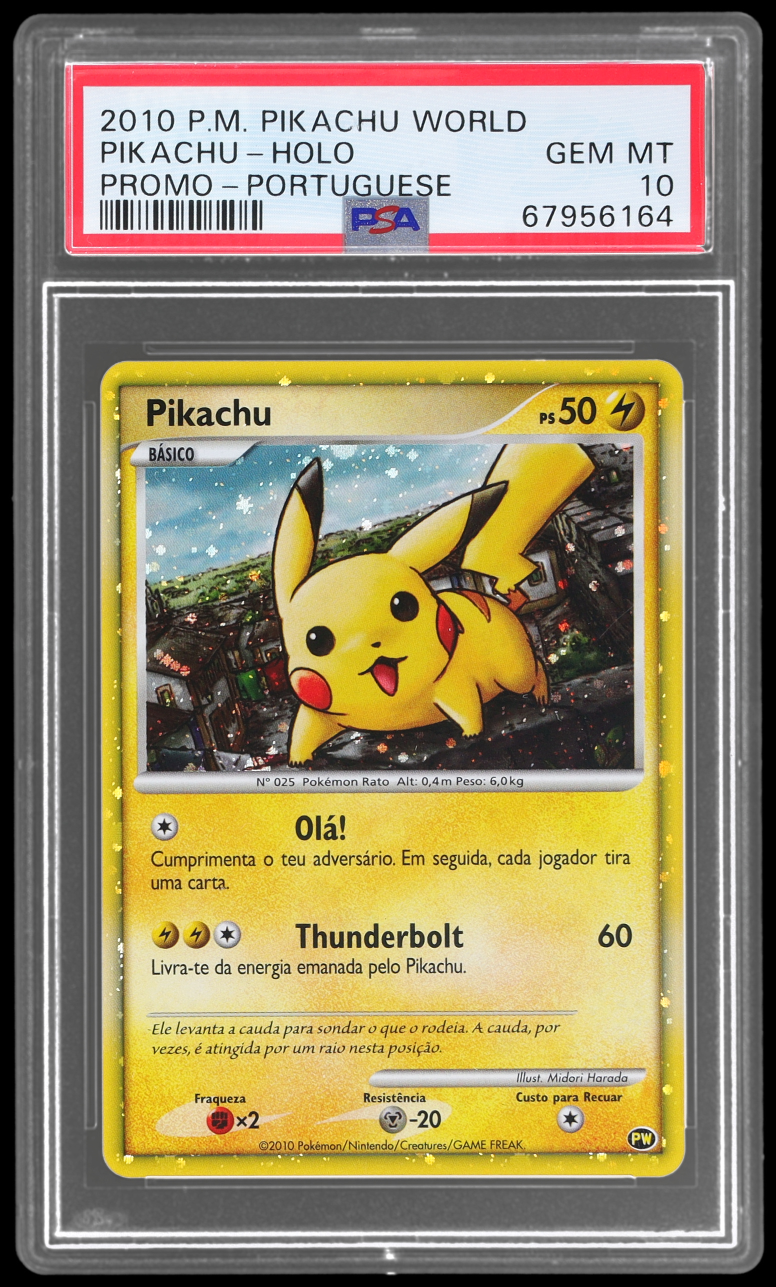 2010 Pokemon Pikachu World Portuguese Pikachu PSA 10 Holo Gem Mint Pikachu-holo