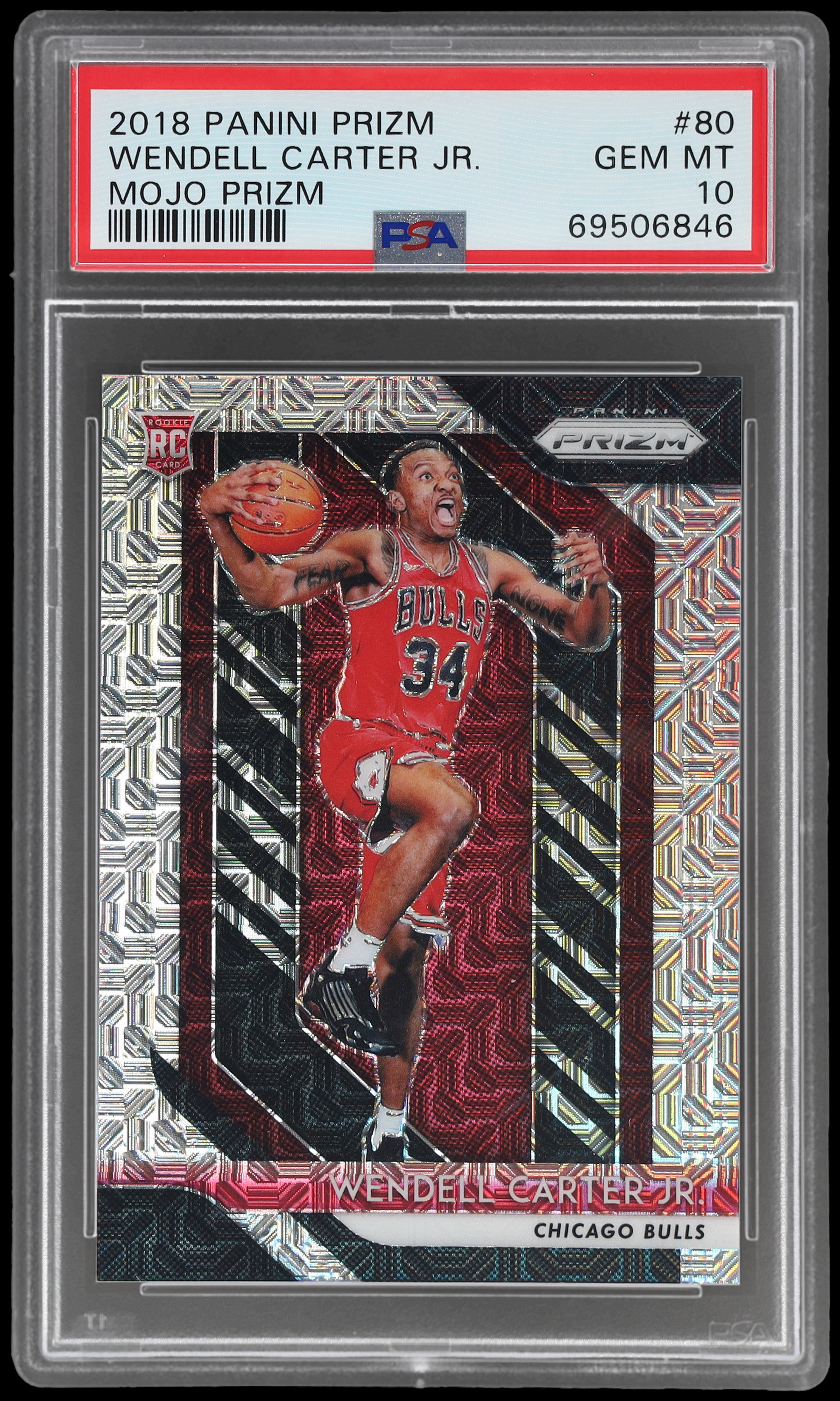 2018-19 Panini Prizm Wendell Carter Jr. #80 PSA 10 RC Mojo Prizm 17/25 Gem Mint