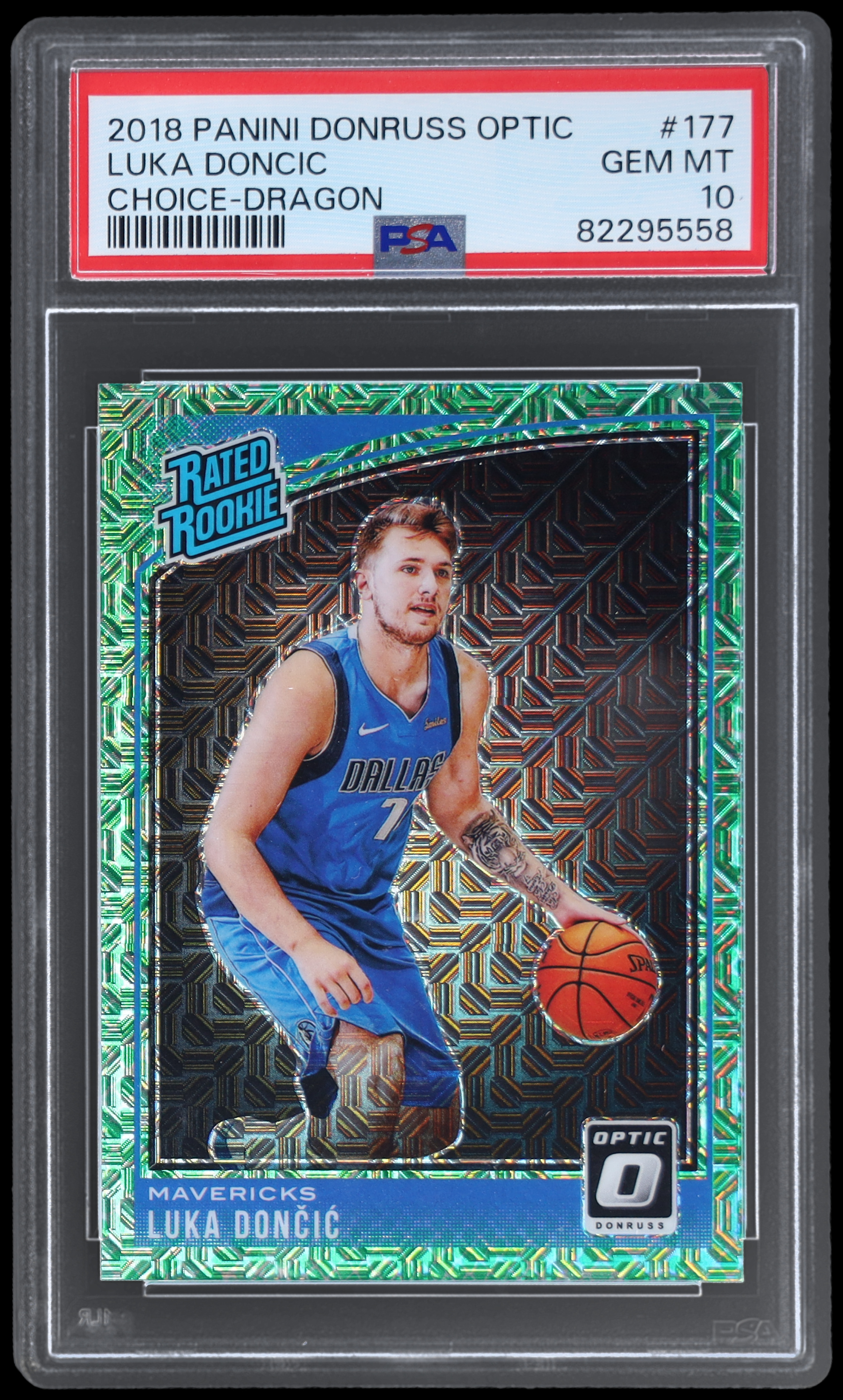 2018-19 Donruss Optic Luka Doncic #177 PSA 10 RC Rated Rookie Choice Dragon