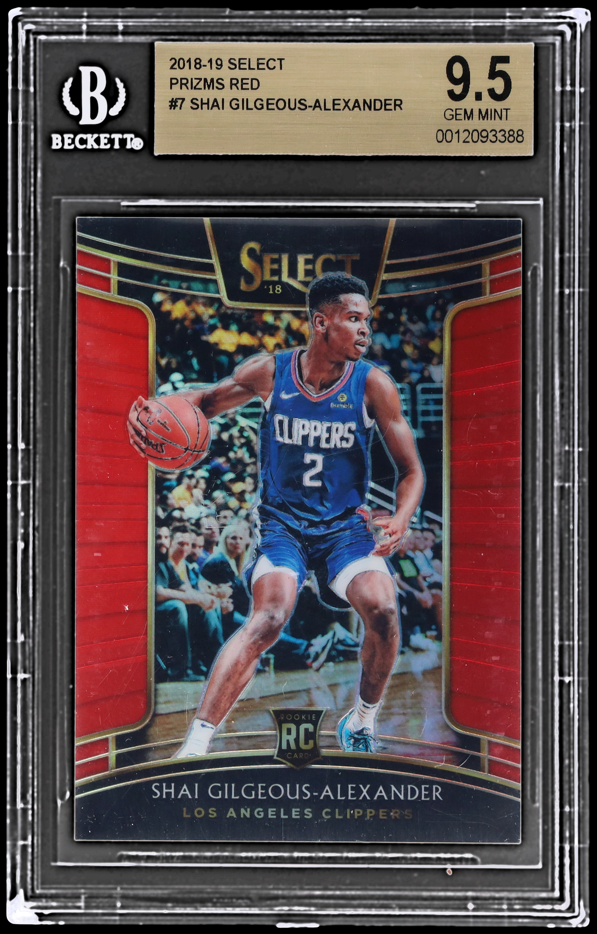2018-19 Panini Select Shai Gilgeous-alexander #7 BGS 9.5 RC Concourse Red Prizm