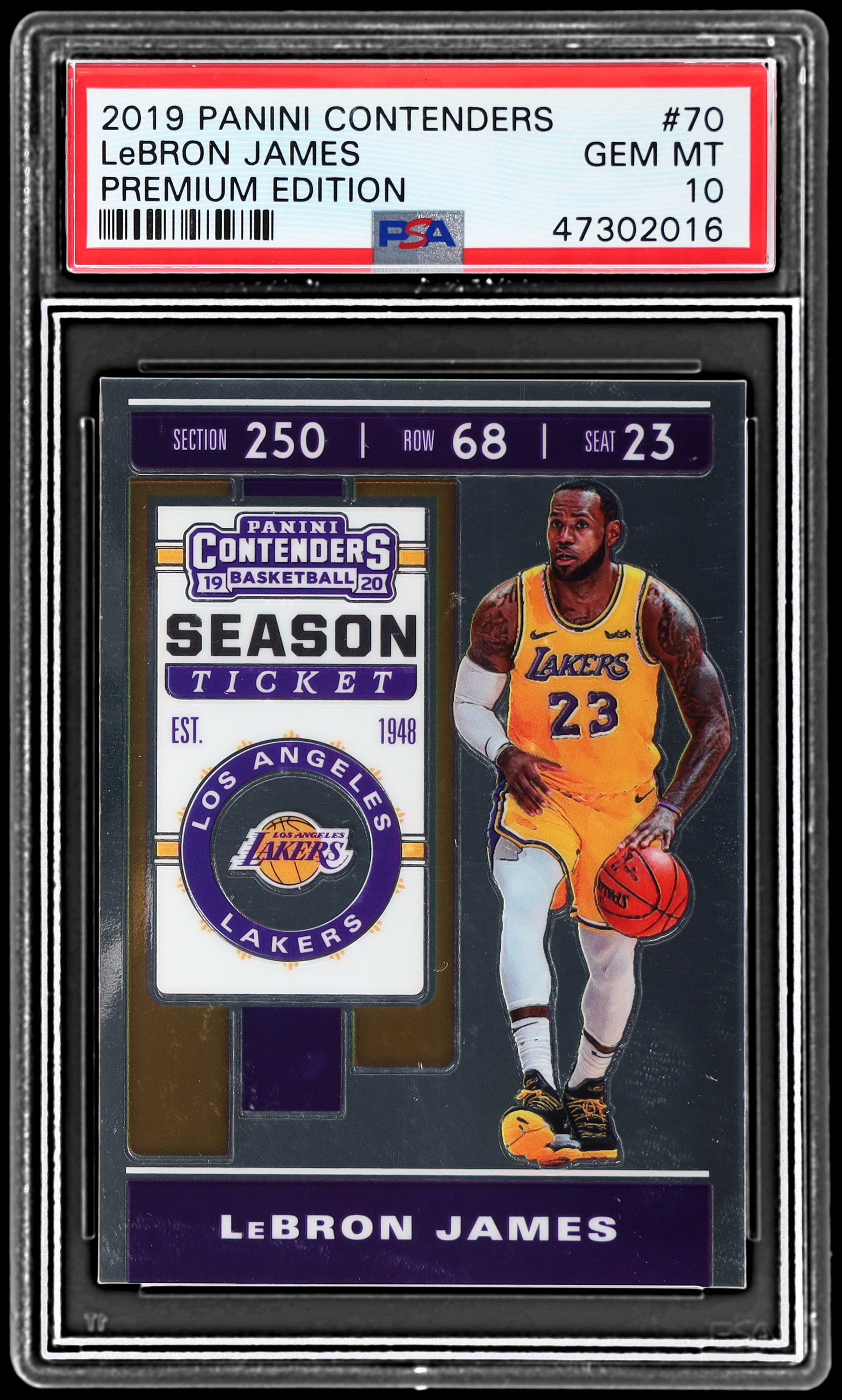 2019-20 Panini Contenders Lebron James #70 PSA 10 Premium Edition Season Ticket