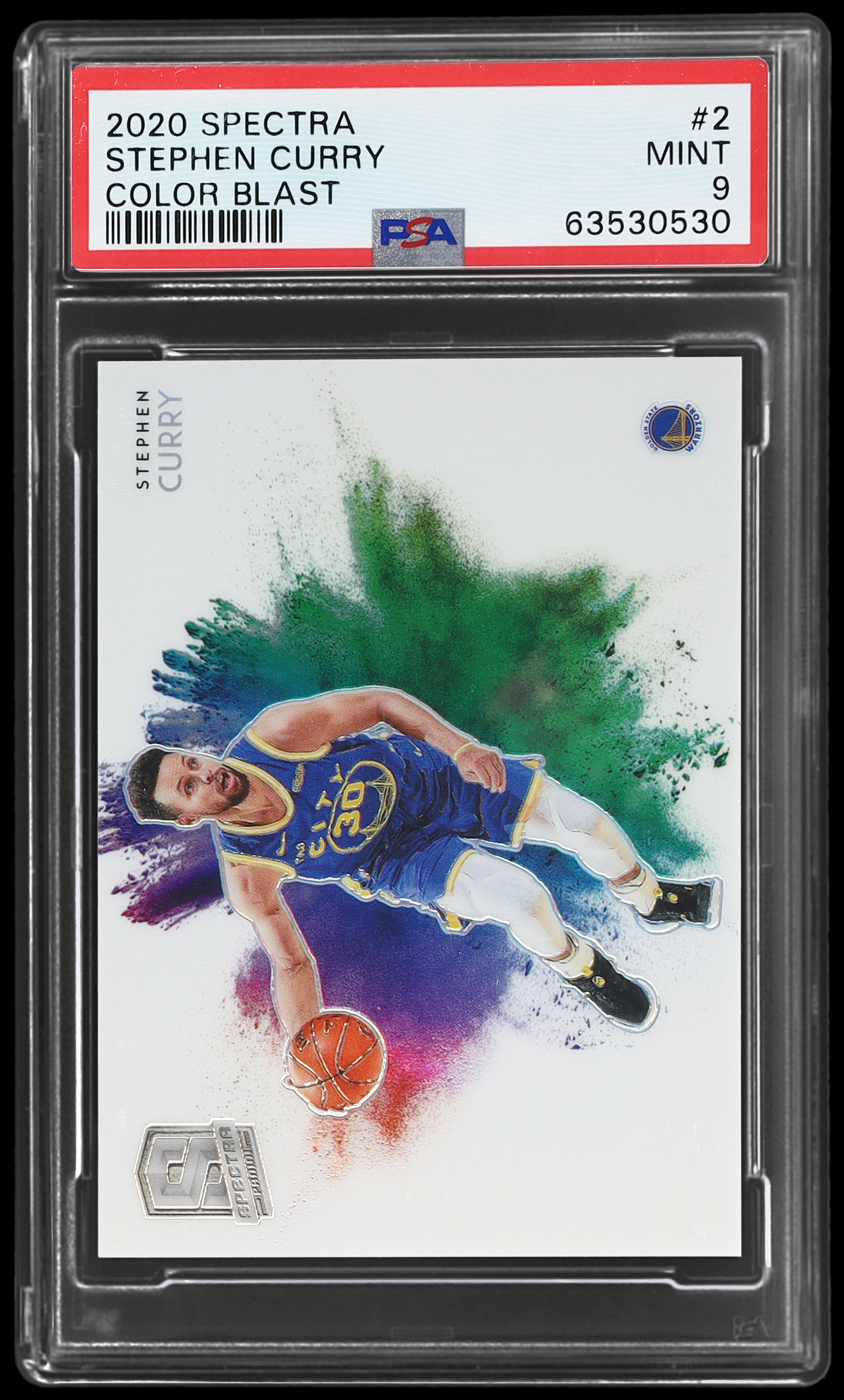 2020-21 Panini Spectra Stephen Curry #2 PSA 9 Color Blast Basketball Mint